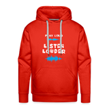Play Loud Listen Louder (All White Text) Hoodie (Men) - red