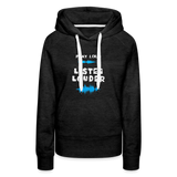 Play Loud Listen Louder (All White Text) Hoodie (Women) - charcoal grey