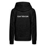 Play Loud Listen Louder (All White Text) Hoodie (Women) - charcoal grey