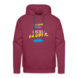 Play Loud Listen Louder (White and Yellow Text) Hoodie (Men) - burgundy