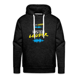 Play Loud Listen Louder (White and Yellow Text) Hoodie (Men) - charcoal grey
