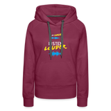 Play Loud Listen Louder (Yellow and White Text) Hoodie (Women) - burgundy