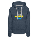 Play Loud Listen Louder (Yellow and White Text) Hoodie (Women) - heather denim